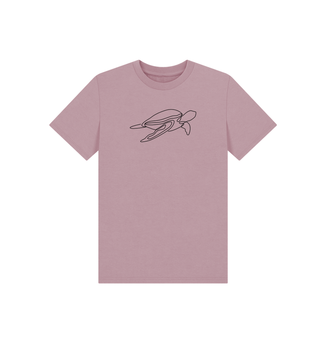 Mauve Kid's Sea Turtle Organic Cotton Basic Tee (Black)