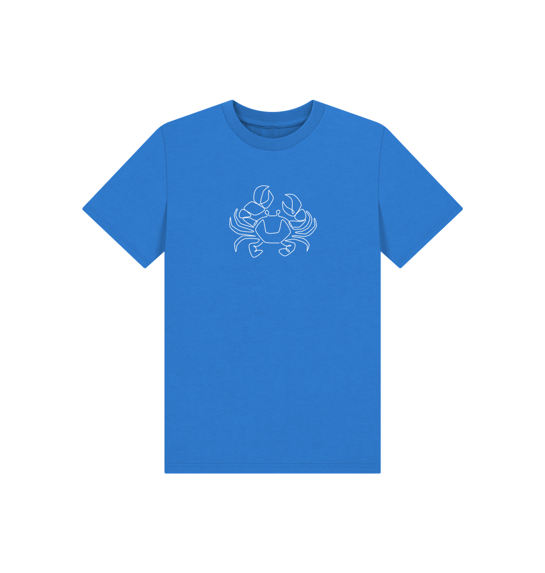 Bright Blue Kid's Crab Organic Cotton Basic Tee (White)