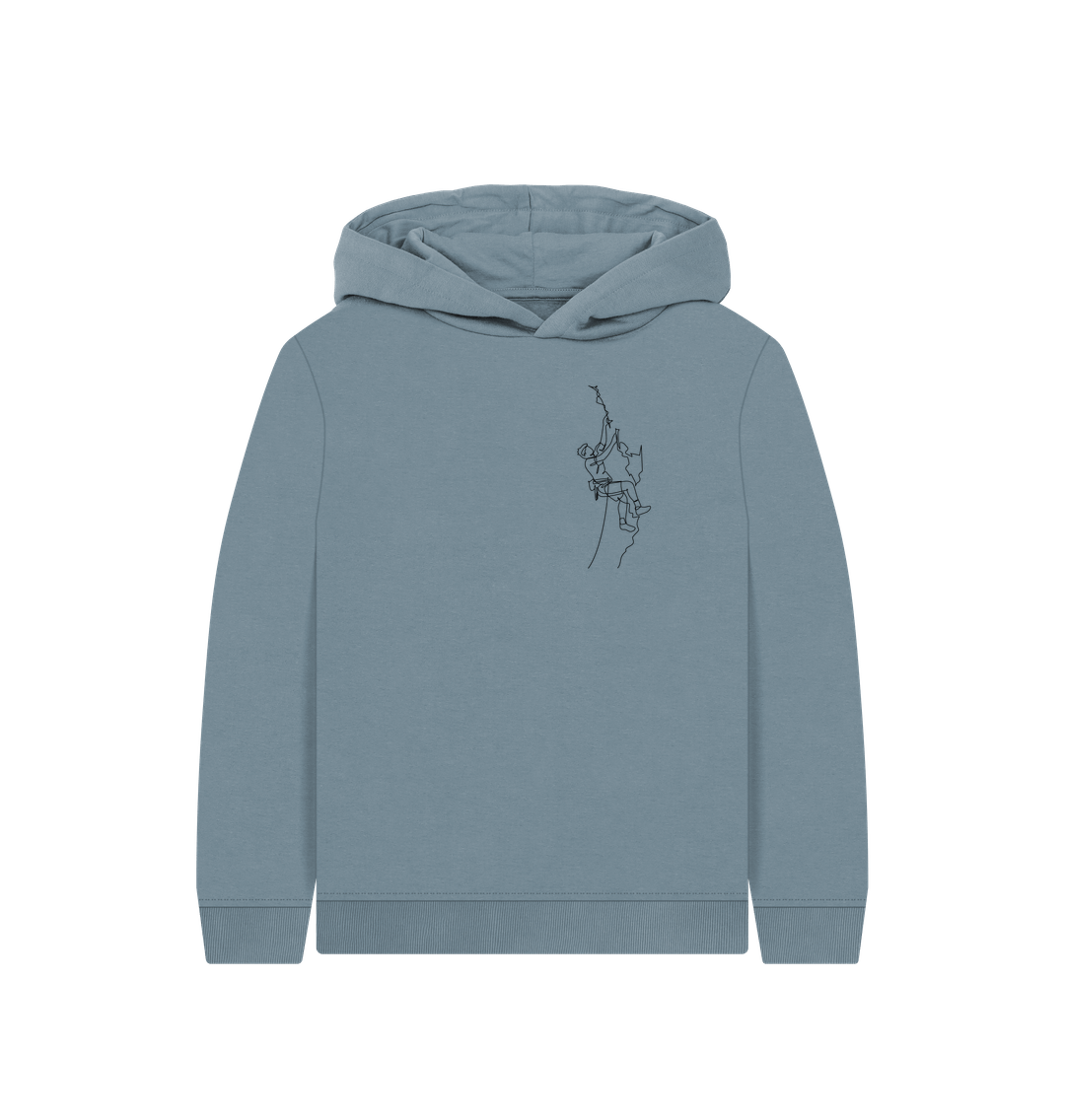 Stone Blue Kid's Climber Organic Cotton Pullover Hoodie (Black)