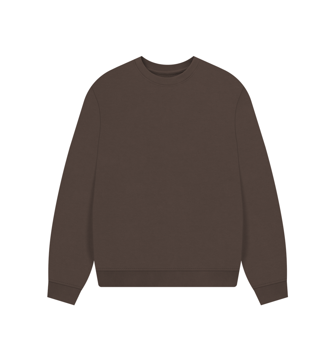 Chocolate Women's Solid Organic Oversized Crewneck - NEW