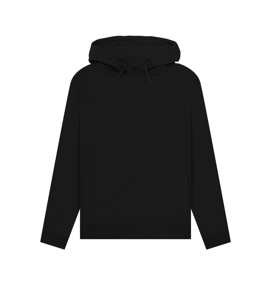 Black Women's Solid Organic Cotton Pullover Hoodie