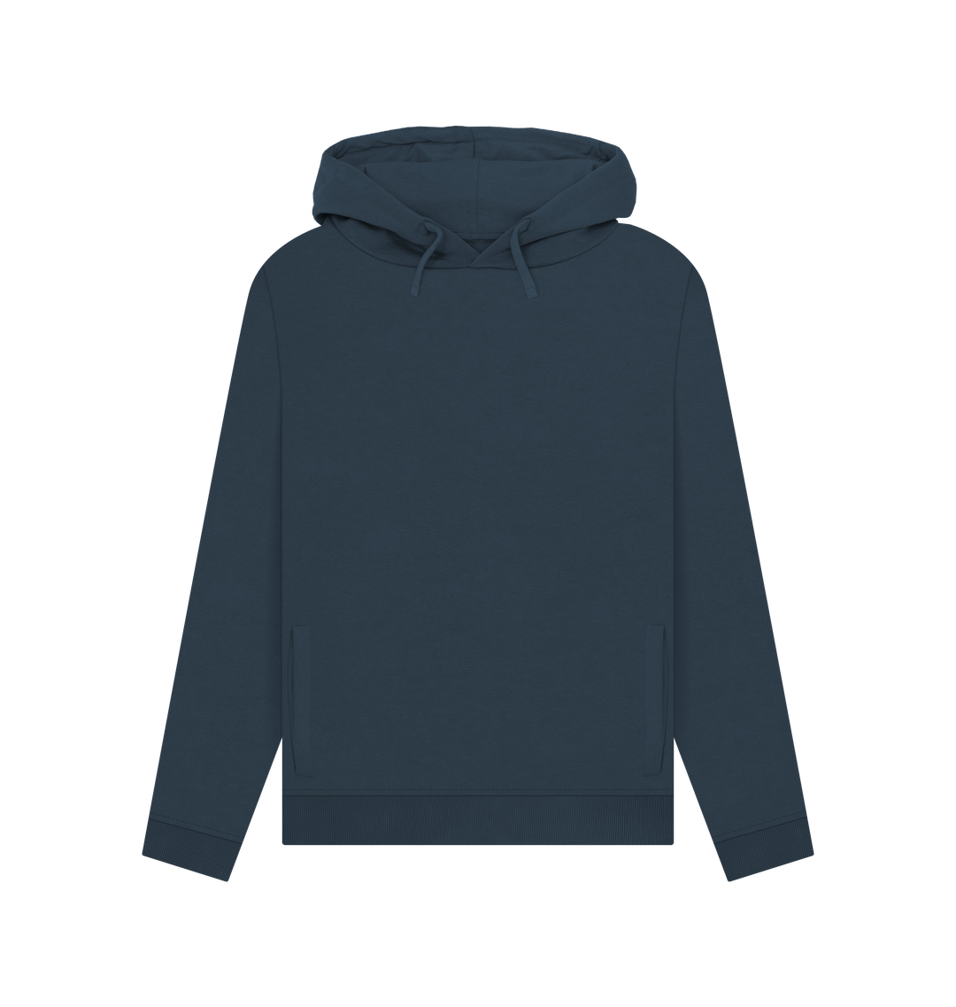 Navy Blue Women's Solid Organic Cotton Pullover Hoodie