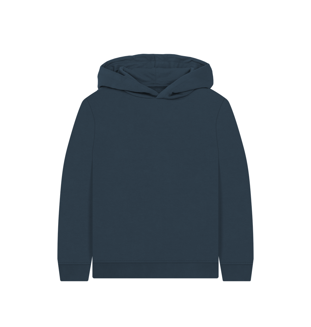 Navy Blue Kid's Solid Organic Cotton Pullover Hoodie
