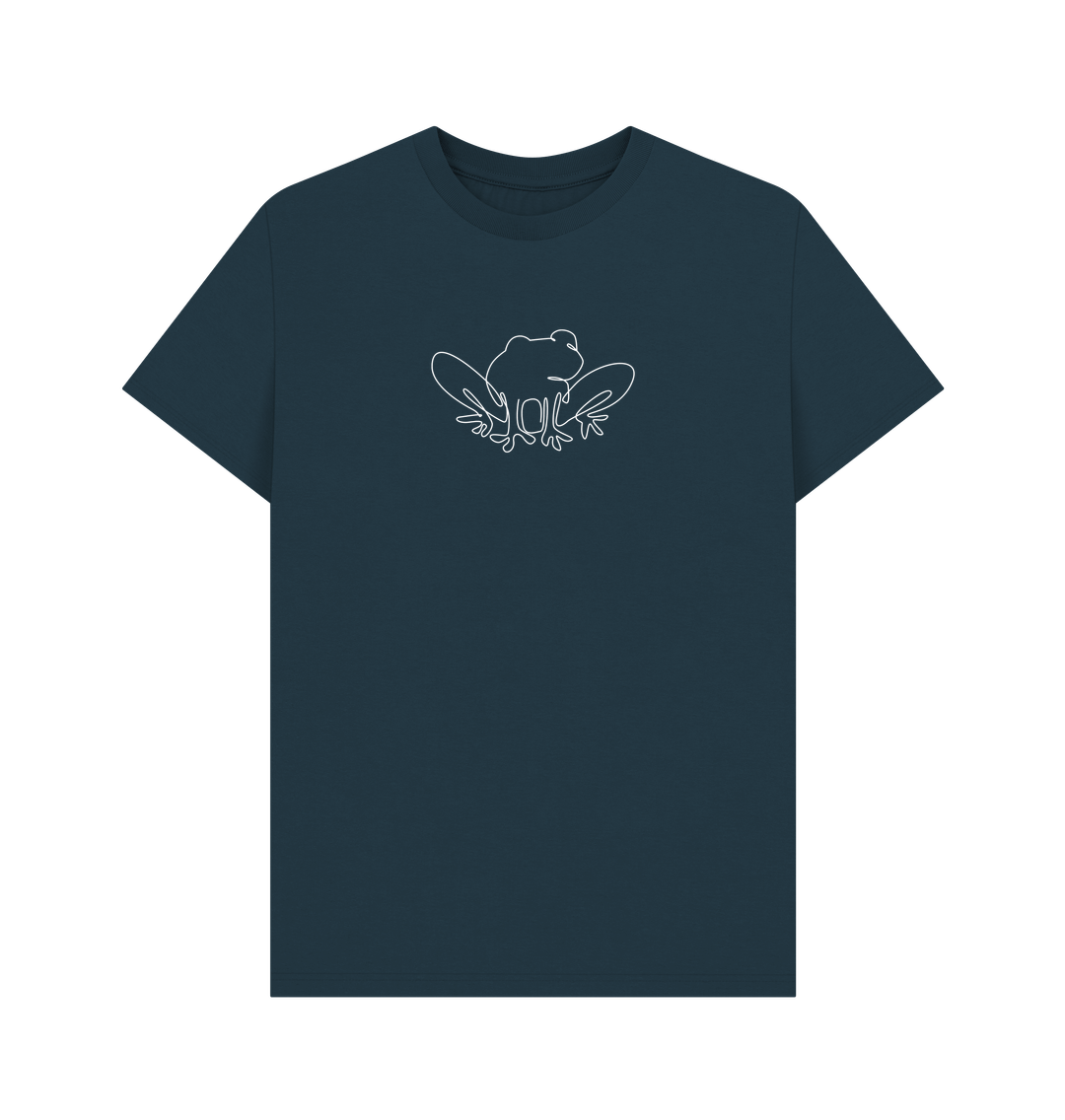 Denim Blue Men's Frog Organic Cotton Basic Tee (White)