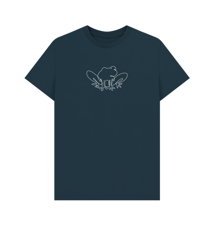 Denim Blue Men's Frog Organic Cotton Basic Tee (White)