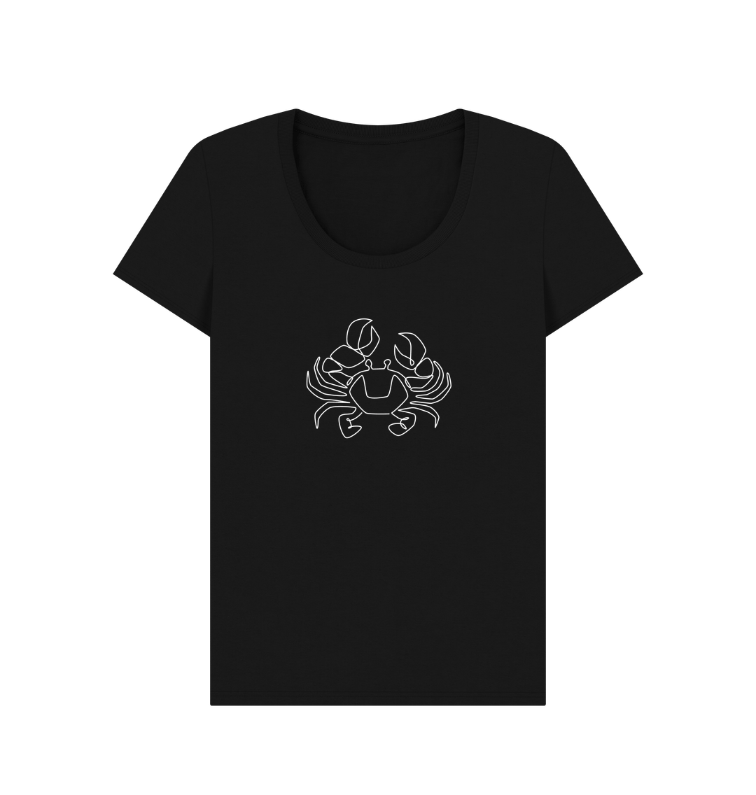 Black Women's Crab Scoop Neck T-Shirt - White