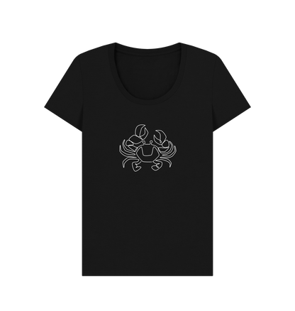 Black Women's Crab Scoop Neck T-Shirt - White