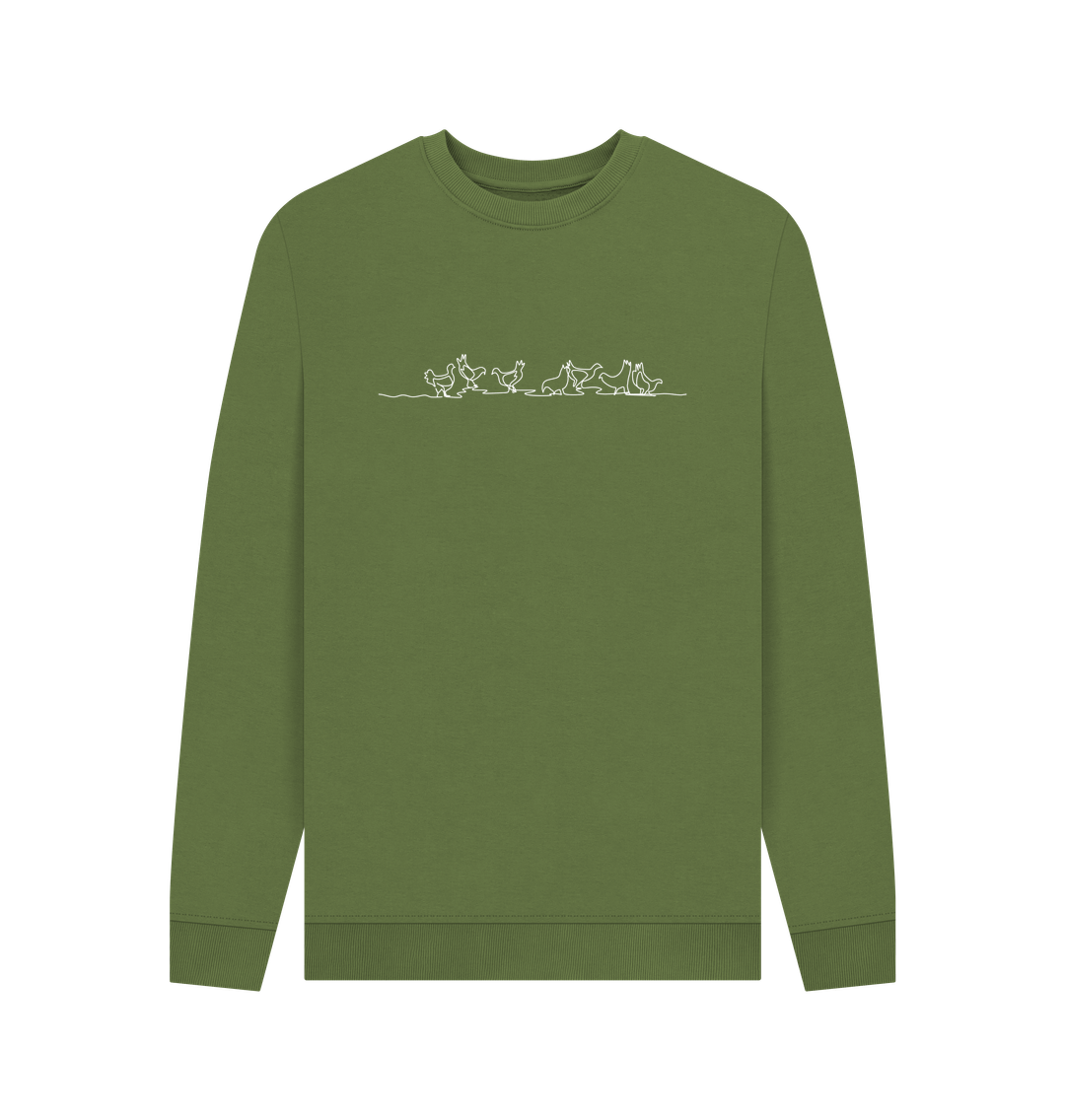 Khaki Men's Chickens Crewneck Sweatshirt - White