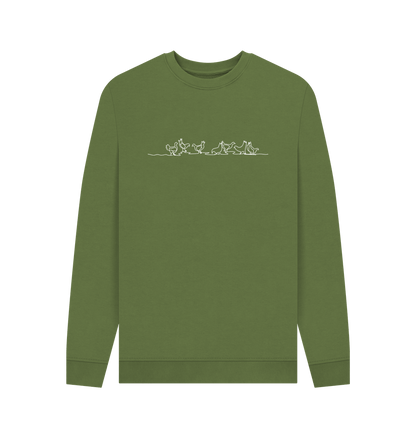 Khaki Men's Chickens Crewneck Sweatshirt - White