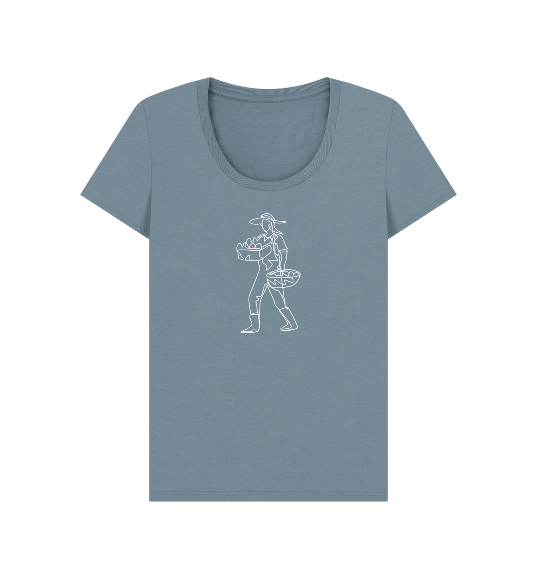 Stone Blue Women's Harvest Organic Cotton Scoop Neck Tee (White)