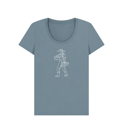 Stone Blue Women's Harvest Organic Cotton Scoop Neck Tee (White)