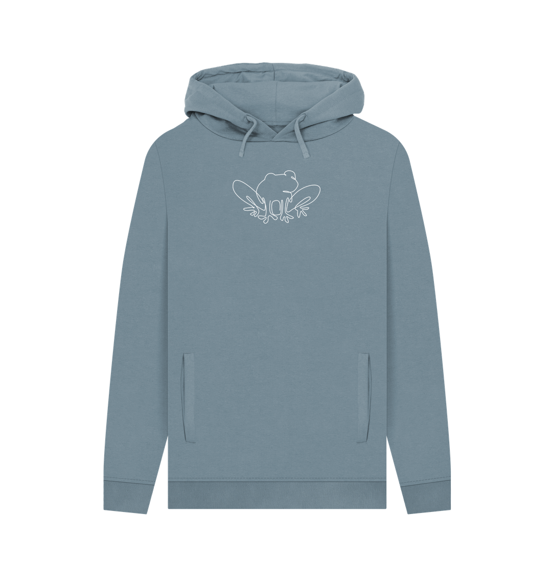 Stone Blue Men's Frog Pullover Hoodie - White