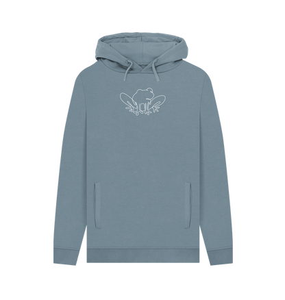 Stone Blue Men's Frog Pullover Hoodie - White