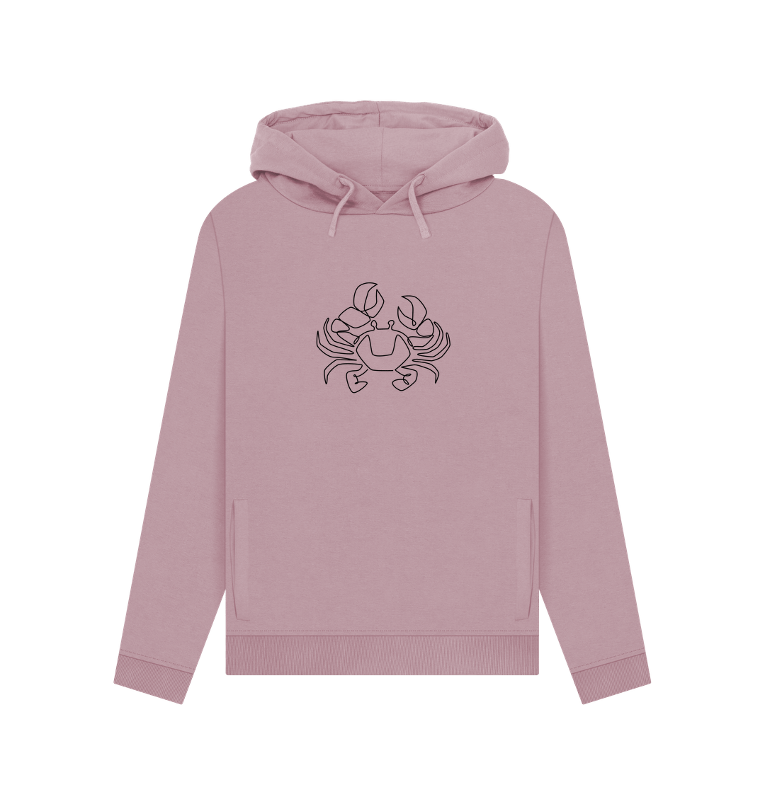 Mauve Women's Crab Organic Cotton Pullover Hoodie (Black)