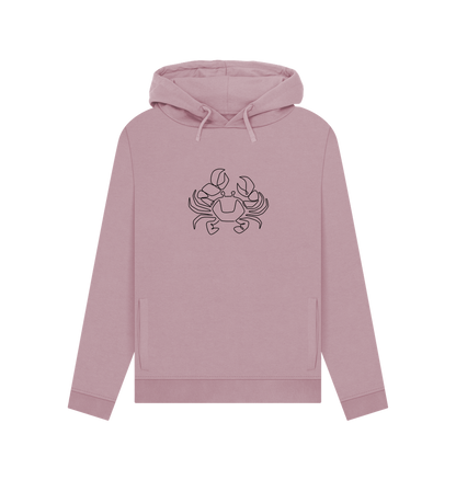 Mauve Women's Crab Organic Cotton Pullover Hoodie (Black)