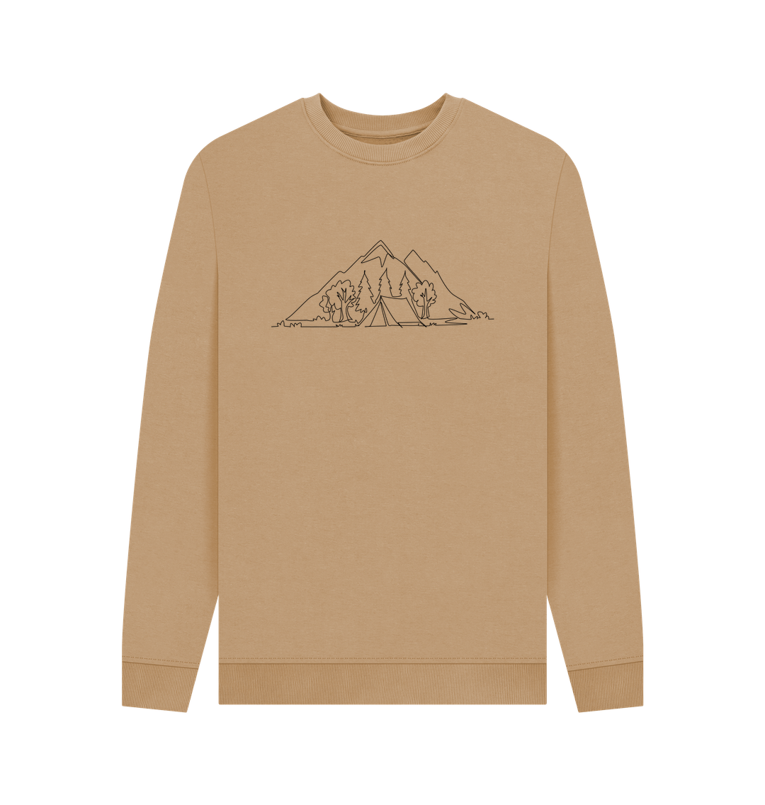 Sand Men's Camping Organic Cotton Crewneck Sweater (Black)