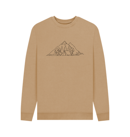 Sand Men's Camping Organic Cotton Crewneck Sweater (Black)