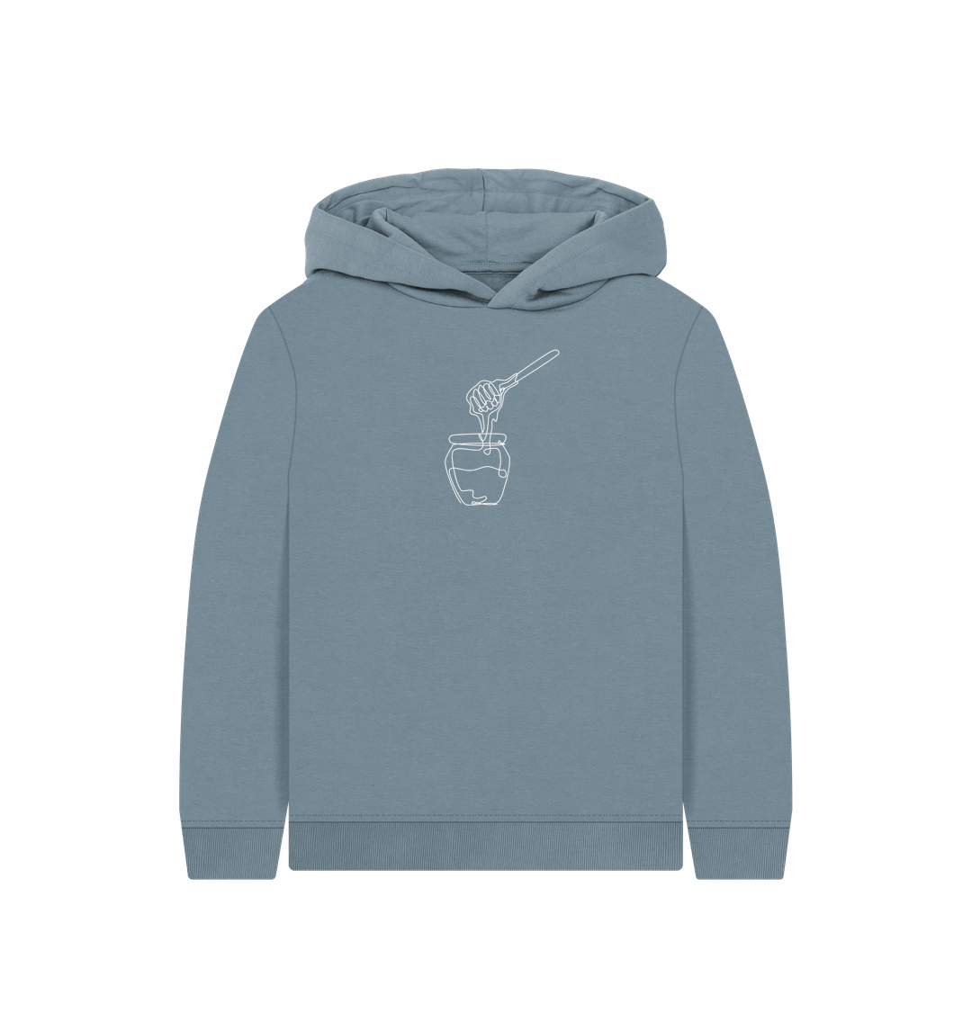 Stone Blue Kid's Honey Organic Cotton Pullover Hoodie (White)