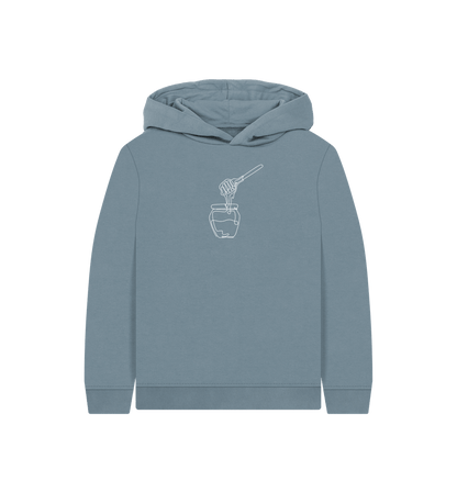 Stone Blue Kid's Honey Organic Cotton Pullover Hoodie (White)