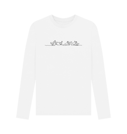 White Men's Chickens Organic Cotton Long Sleeve Tee - Black Design