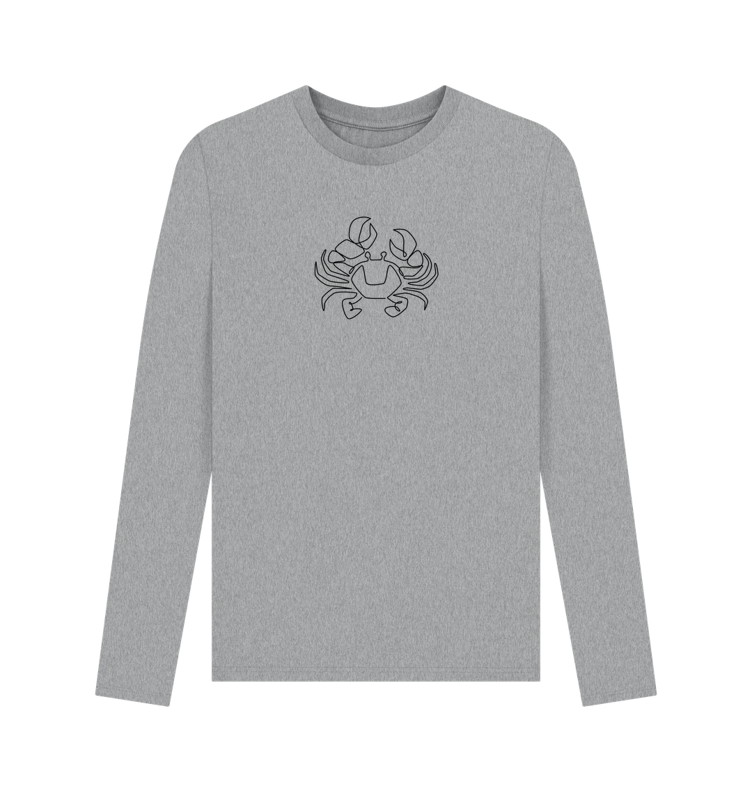 Athletic Grey Men's Crab Organic Cotton Long Sleeve Tee (Black)