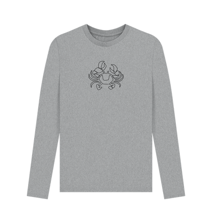 Athletic Grey Men's Crab Organic Cotton Long Sleeve Tee (Black)