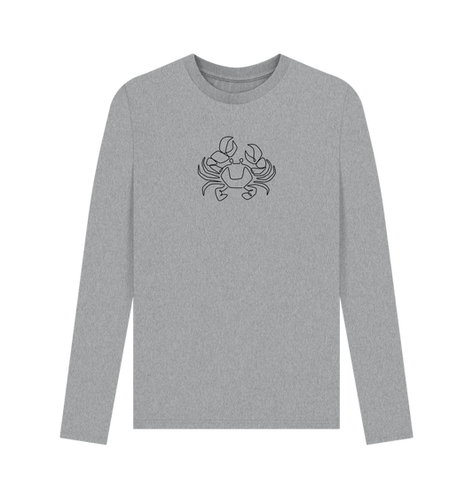 Athletic Grey Men's Crab Organic Cotton Long Sleeve Tee (Black)