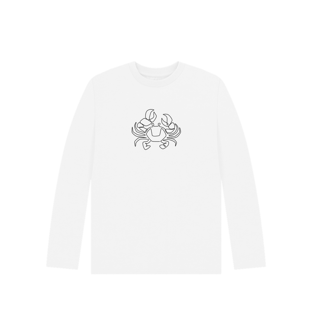 White Kid's Crab Organic Cotton Long Sleeve Tee (Black)