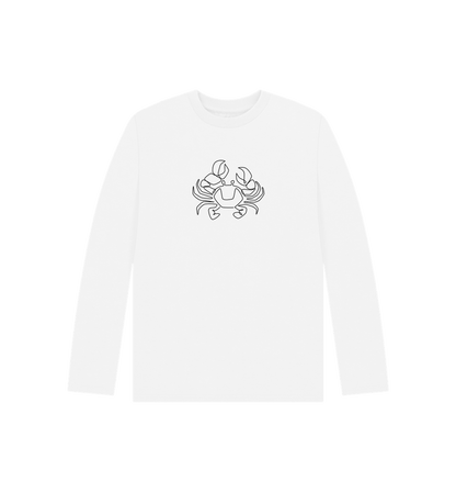 White Kid's Crab Organic Cotton Long Sleeve Tee (Black)