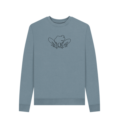 Stone Blue Women's Frog Organic Cotton Crewneck Sweater (Black)