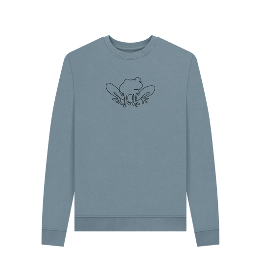 Stone Blue Women's Frog Organic Cotton Crewneck Sweater (Black)