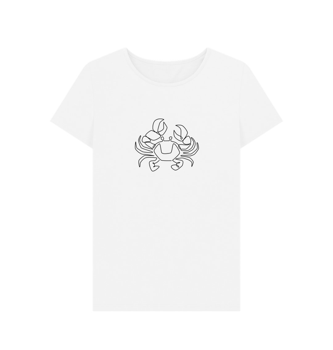 White Women's Crab Organic Cotton Crewneck Tee (Black)