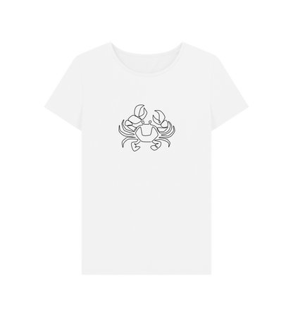 White Women's Crab Organic Cotton Crewneck Tee (Black)