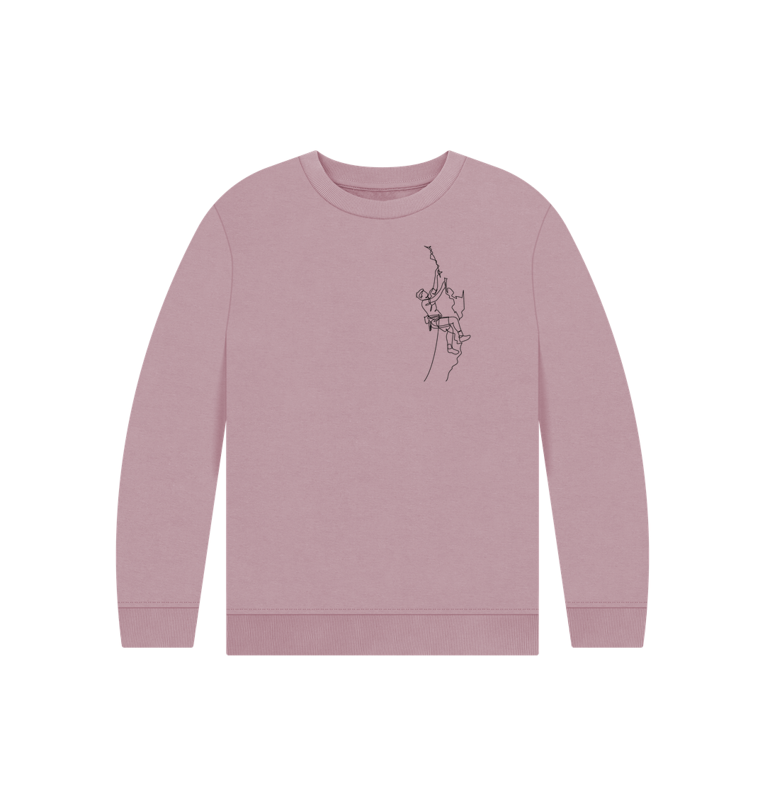 Mauve Kid's Climber Organic Cotton Crewneck Sweater (Black)