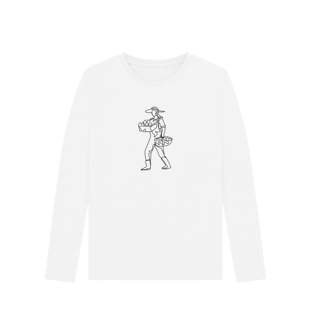 White Women's Harvest Organic Cotton Long Sleeve Tee (Black)