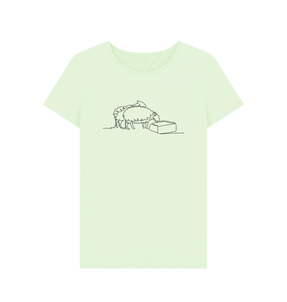 Pastel Green Women's Sheep Organic Cotton Crewneck Tee (Black)