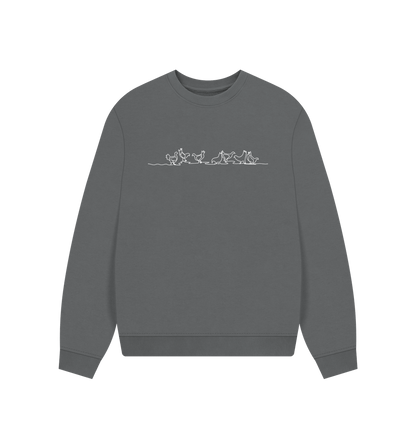 Slate Grey Women's Chickens Organic Cotton Oversized Crewneck (White)