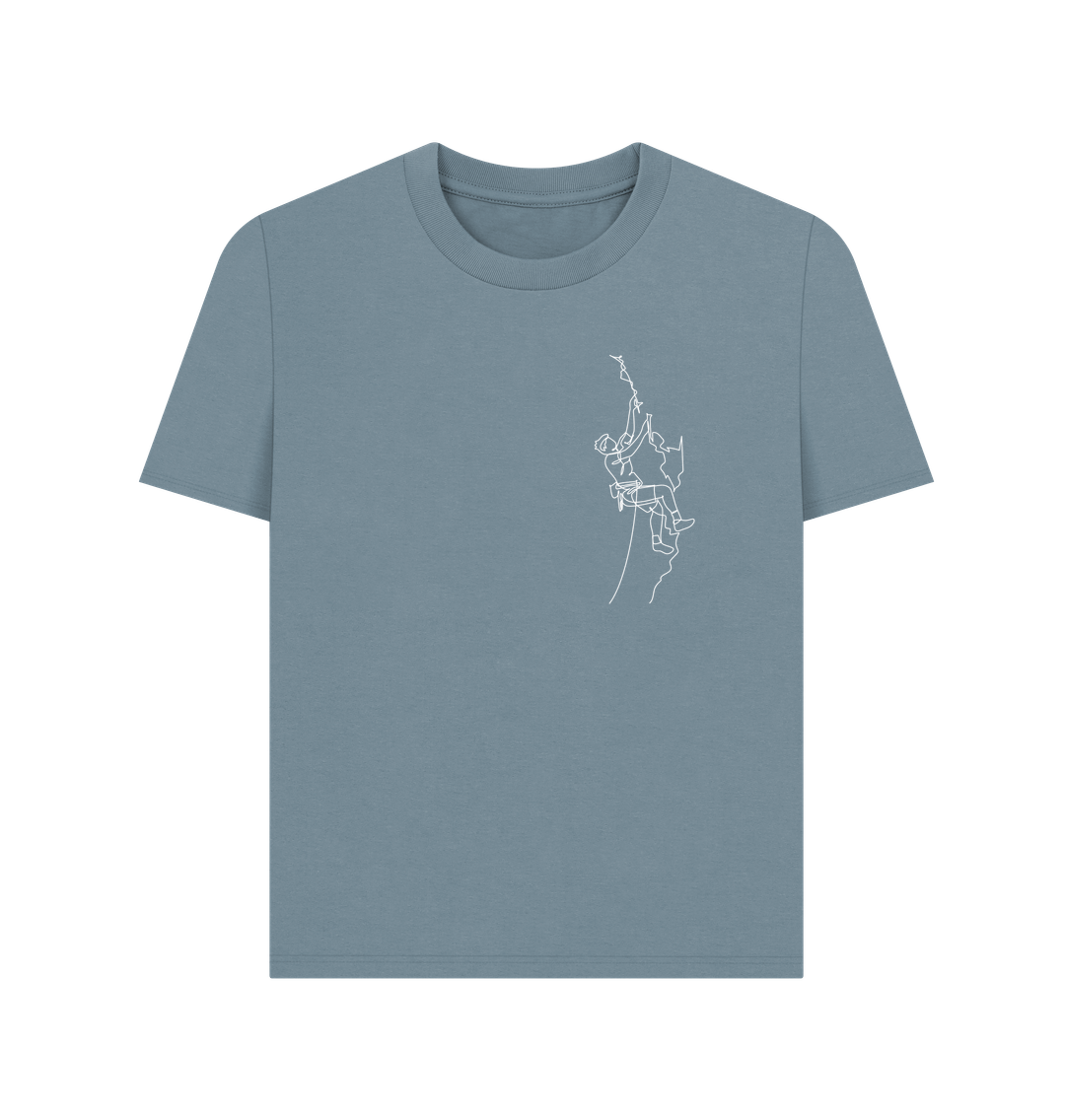 Stone Blue Women's Climber Organic Cotton Basic Tee (White)