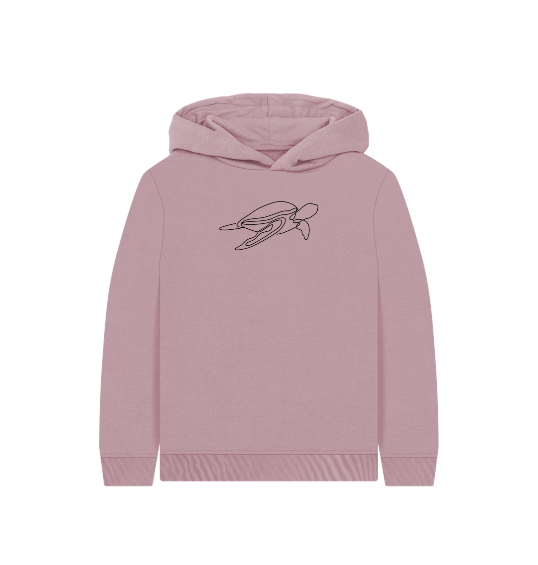 Mauve Kid's Sea Turtle Organic Cotton Pullover Hoodie (Black)