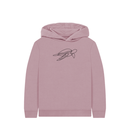 Mauve Kid's Sea Turtle Organic Cotton Pullover Hoodie (Black)