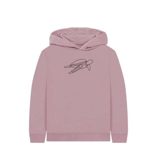 Mauve Kid's Sea Turtle Organic Cotton Pullover Hoodie (Black)