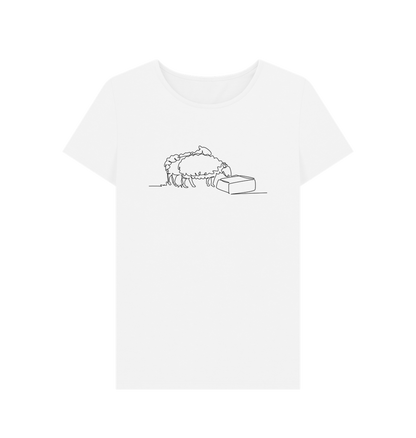 White Women's Sheep Organic Cotton Crewneck Tee (Black)