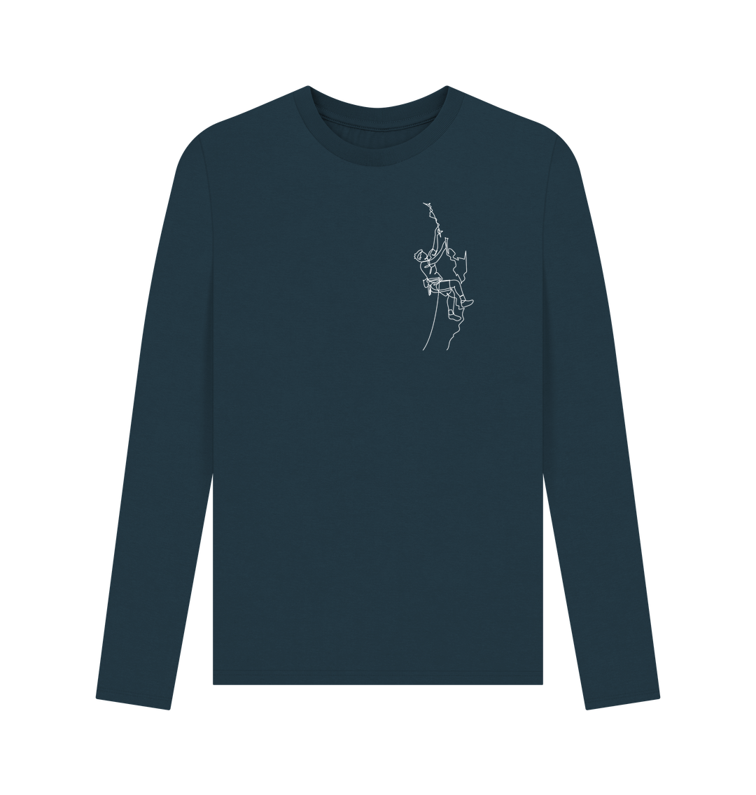 Denim Blue Men's Climber Organic Cotton Long Sleeve Tee (White)