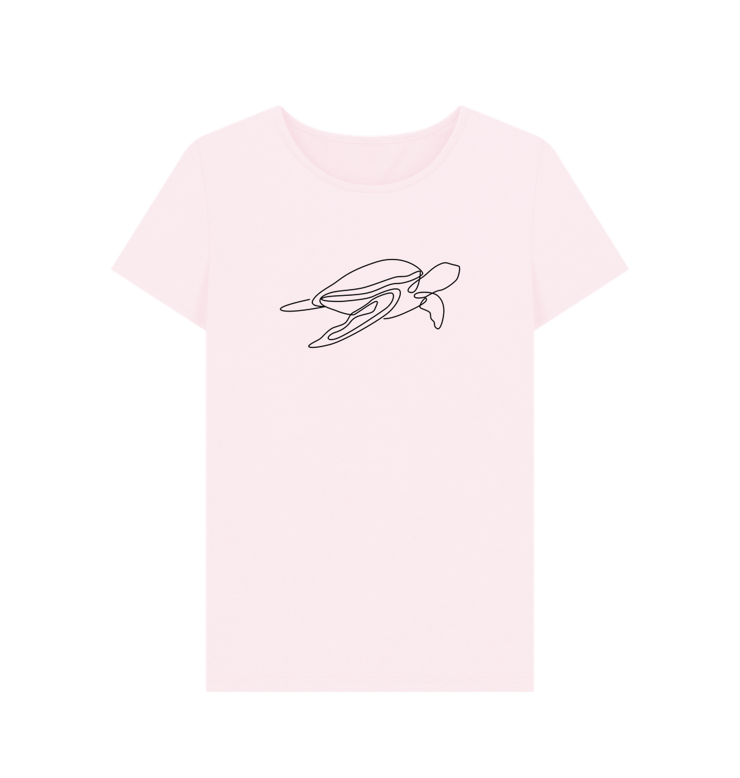 Pink Women's Sea Turtle Organic Cotton Crewneck Tee (Black)