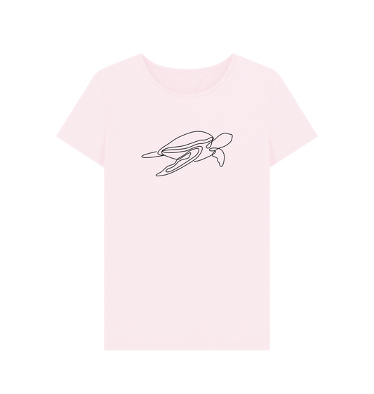 Pink Women's Sea Turtle Organic Cotton Crewneck Tee (Black)