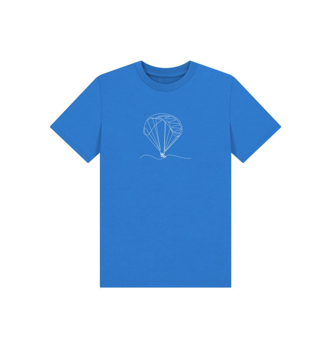 Bright Blue Kid's Parachute Organic Cotton Basic Tee (White)