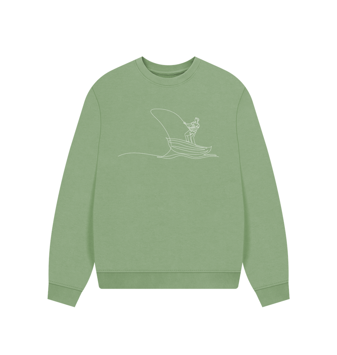 Sage Women's Fisherman Organic Cotton Oversized Crewneck (White)