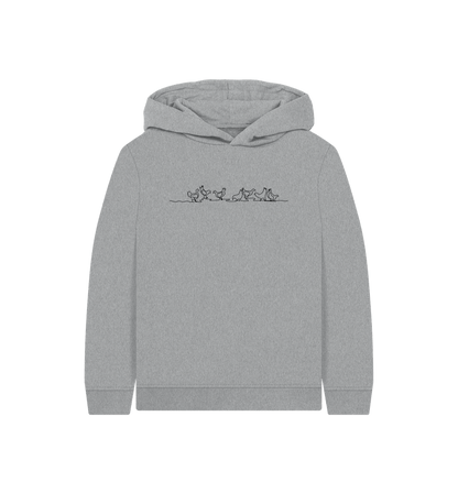 Athletic Grey Kid's Chickens Organic Cotton Pullover Hoodie (Black)