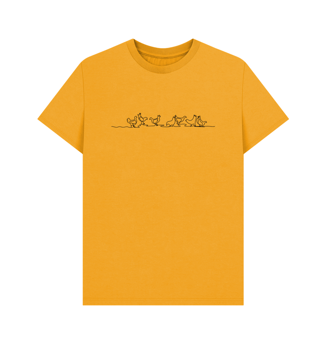 Mustard Men's Chickens Organic Cotton Basic Tee (Black)