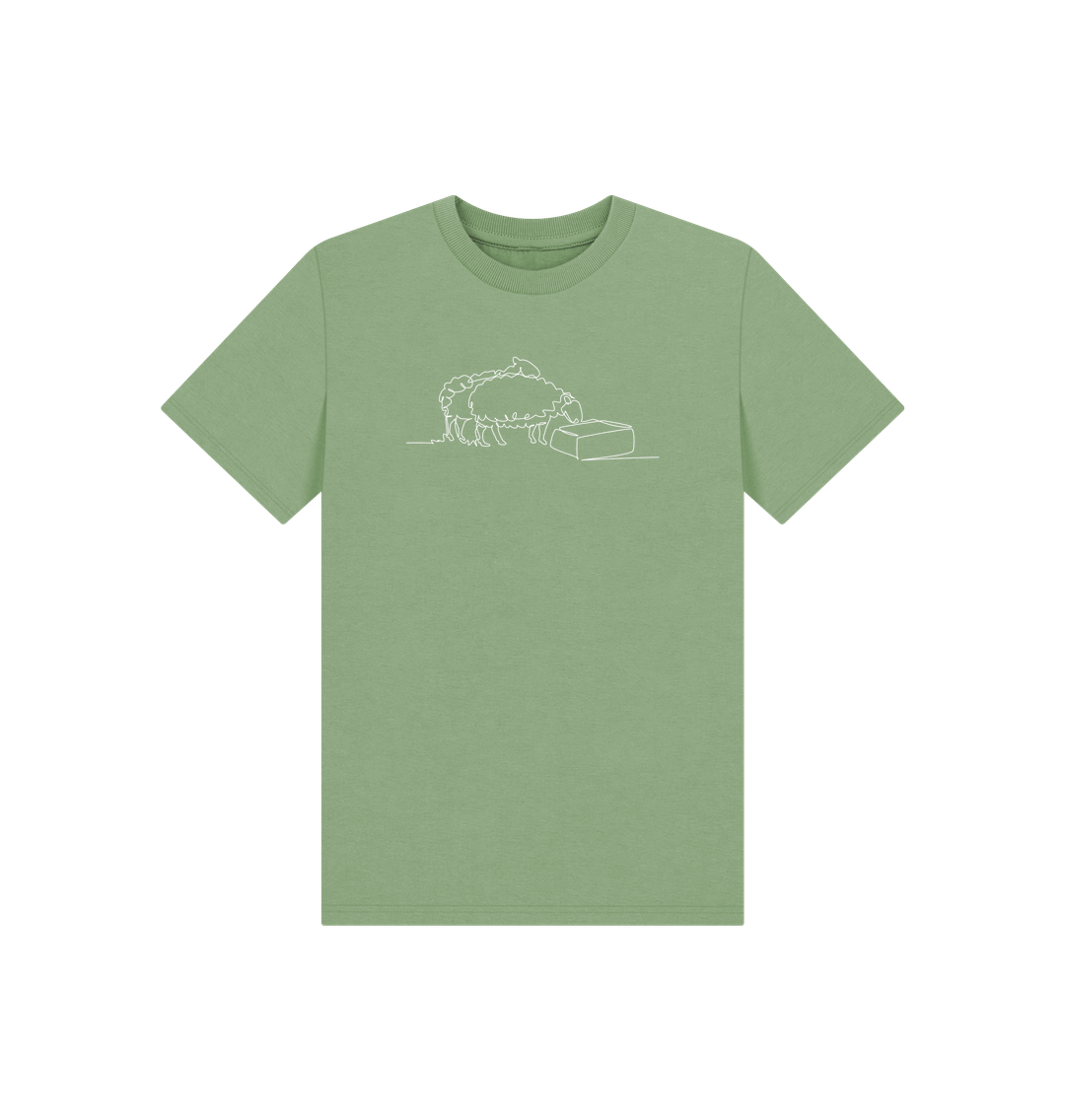 Sage Kid's Sheep Organic Cotton Basic Tee (White)